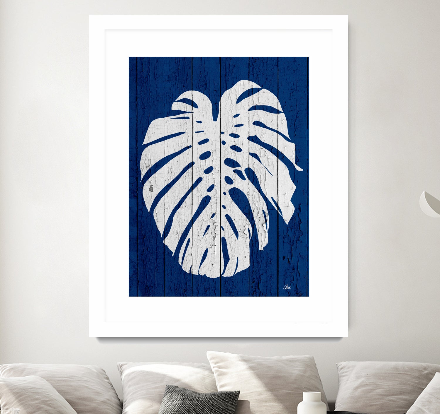 Blue Nature Dark Blue Palm2 by Catia Keck on GIANT ART - blue mixed media