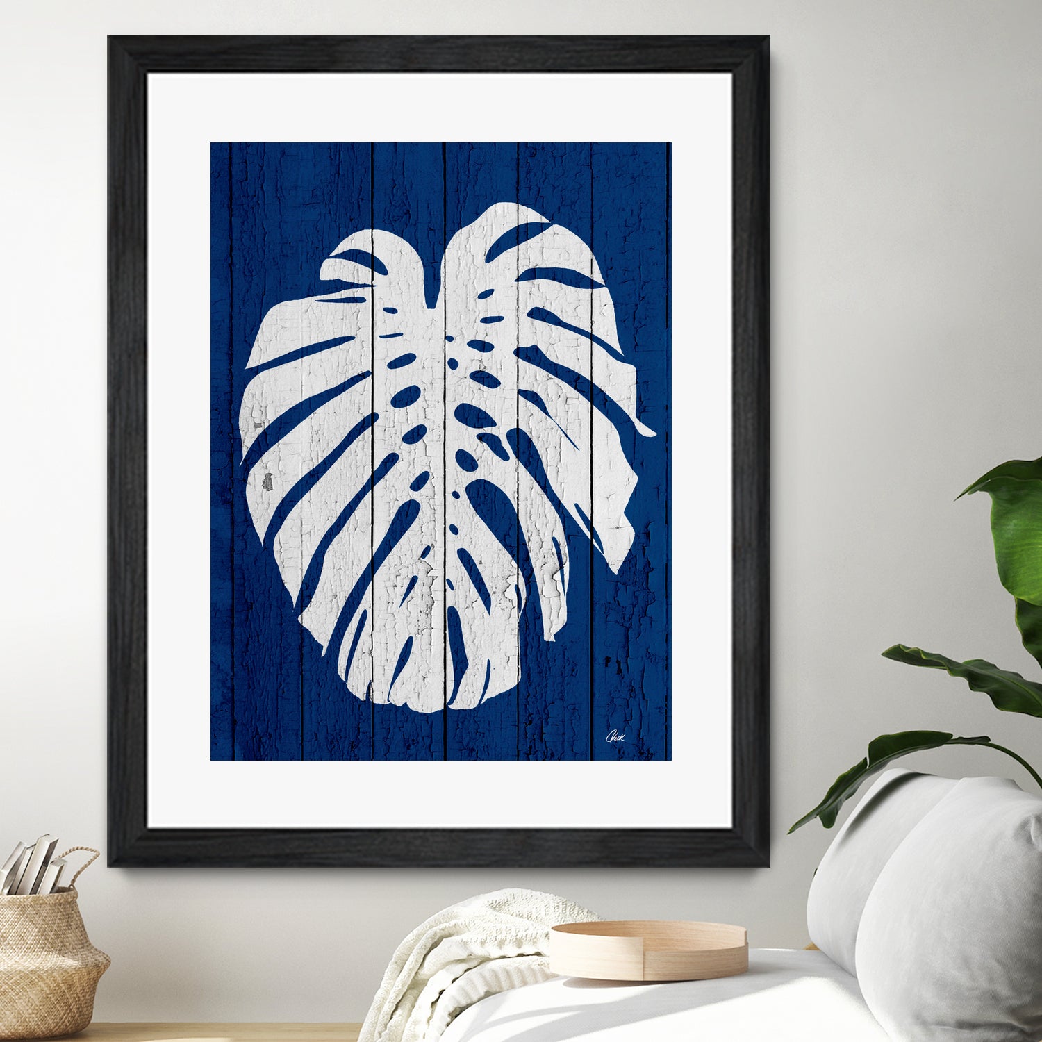 Blue Nature Dark Blue Palm2 by Catia Keck on GIANT ART - blue mixed media