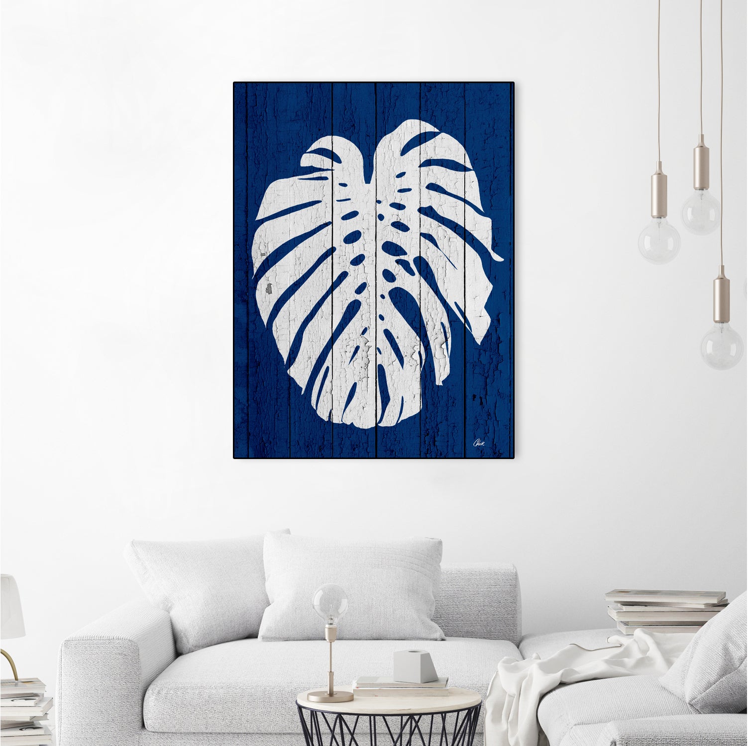 Blue Nature Dark Blue Palm2 by Catia Keck on GIANT ART - blue mixed media