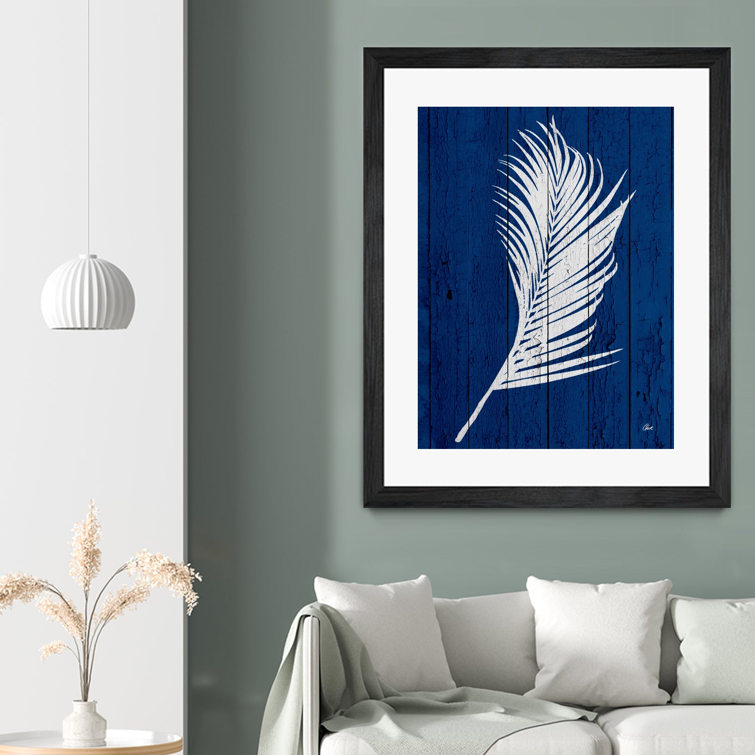 Blue Nature Dark Blue Palm4 by Catia Keck on GIANT ART - blue mixed media