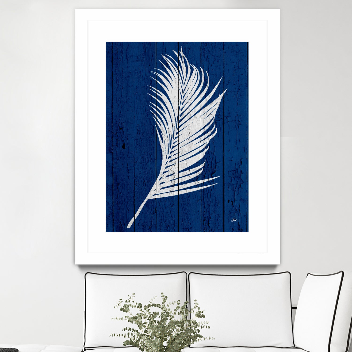 Blue Nature Dark Blue Palm4 by Catia Keck on GIANT ART - blue mixed media