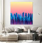 Candy Sunset Blue Cactus Glitch by Brigitte Carre on GIANT ART - blue digital painting