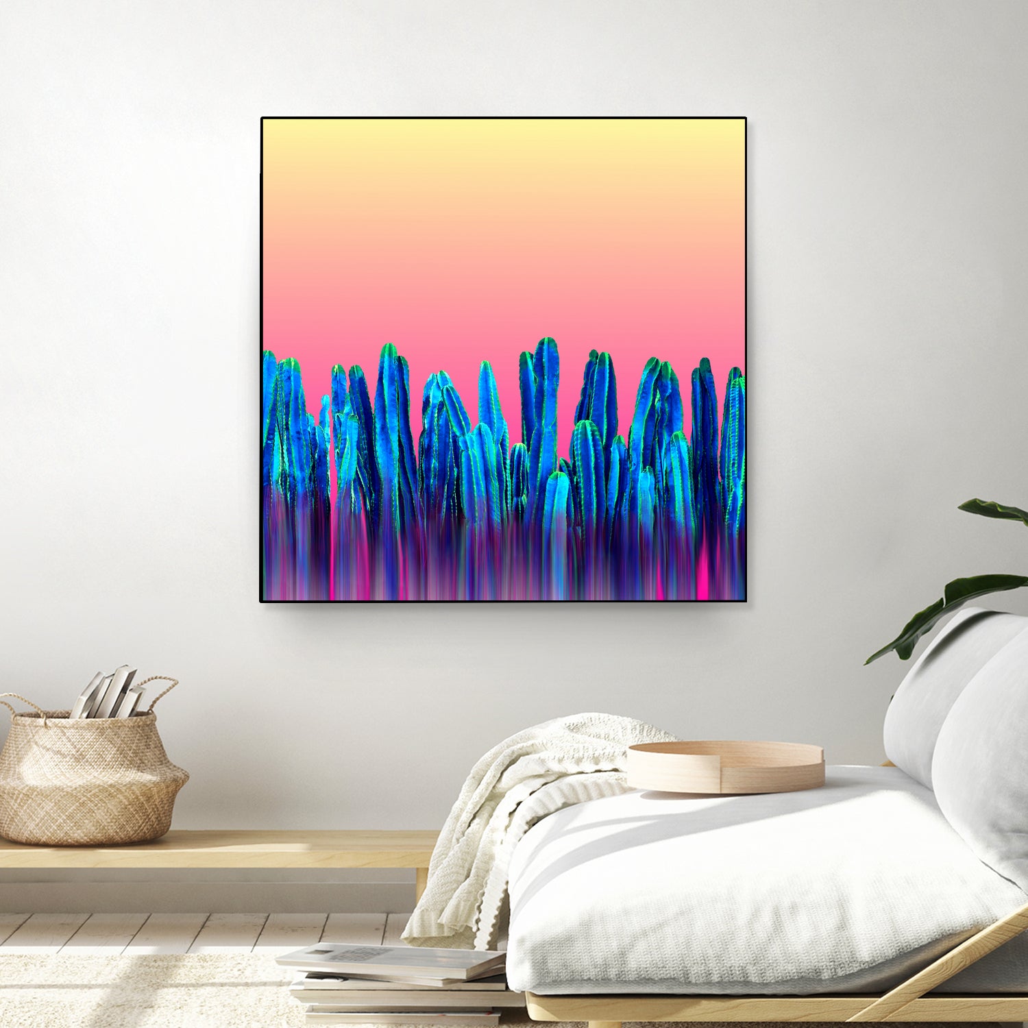 Candy Sunset Blue Cactus Glitch by Brigitte Carre on GIANT ART - blue digital painting