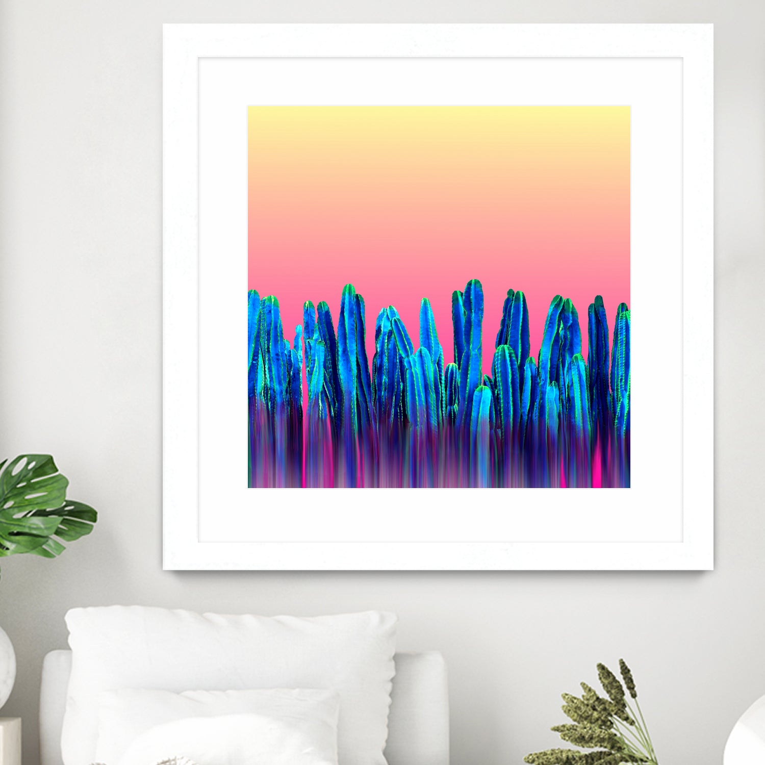 Candy Sunset Blue Cactus Glitch by Brigitte Carre on GIANT ART - blue digital painting