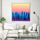 Candy Sunset Blue Cactus Glitch by Brigitte Carre on GIANT ART - blue digital painting