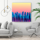 Candy Sunset Blue Cactus Glitch by Brigitte Carre on GIANT ART - blue digital painting