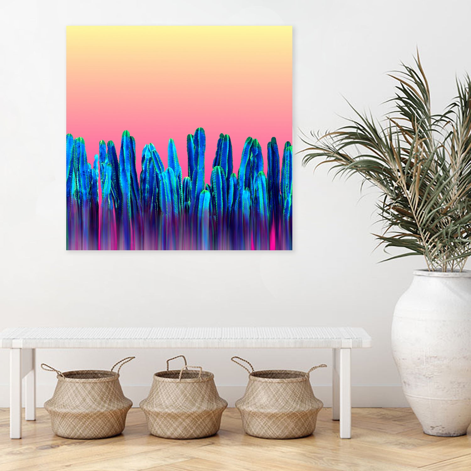 Candy Sunset Blue Cactus Glitch by Brigitte Carre on GIANT ART - blue digital painting