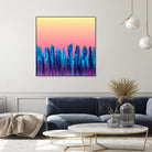 Candy Sunset Blue Cactus Glitch by Brigitte Carre on GIANT ART - blue digital painting