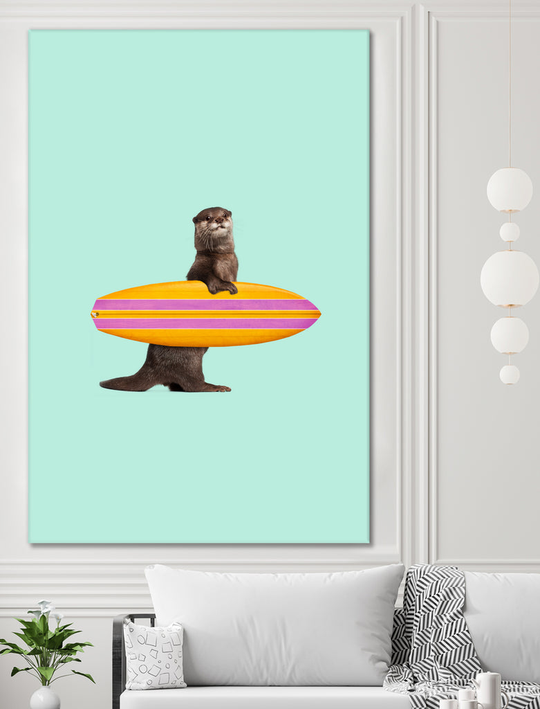 SURFING OTTER by Jonas Loose on GIANT ART - blue character design