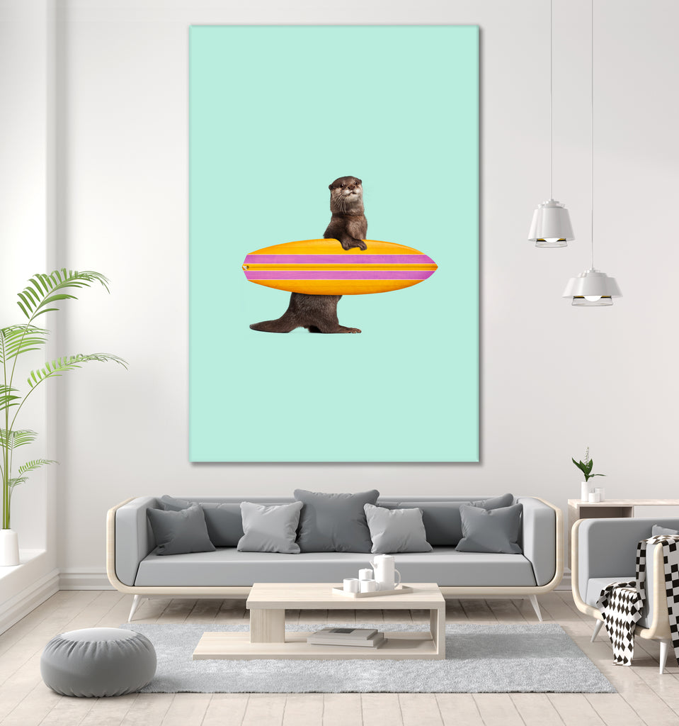 SURFING OTTER by Jonas Loose on GIANT ART - blue character design