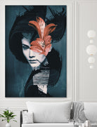 Red Flowers/Lady Portrait by dada22 . on GIANT ART - black photo illustration