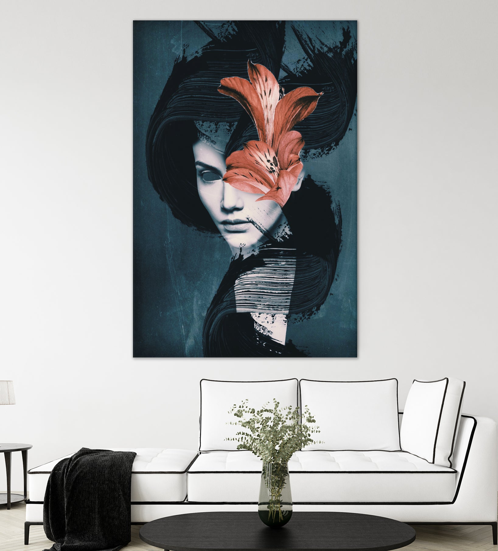 Red Flowers/Lady Portrait by dada22 . on GIANT ART - black photo illustration