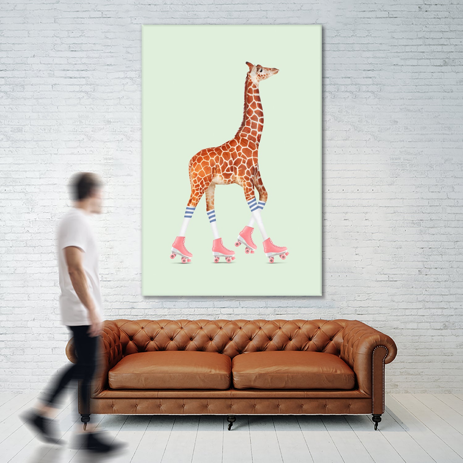 ROLLERSKATING GIRAFFE by Jonas Loose on GIANT ART - green photo manipulation