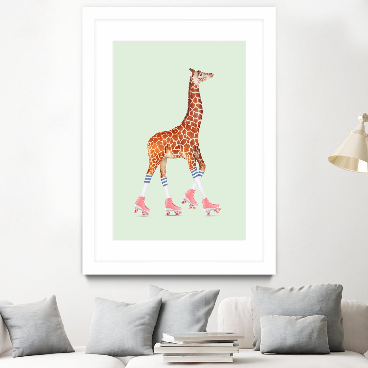 ROLLERSKATING GIRAFFE by Jonas Loose on GIANT ART - green photo manipulation