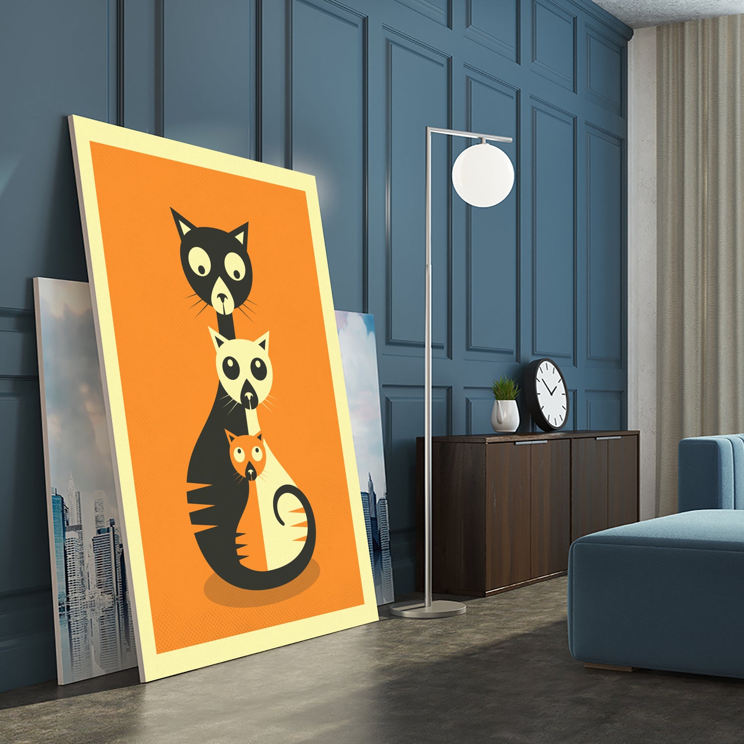 3 Cats by Jazzberry Blue on GIANT ART - orange vector illustration