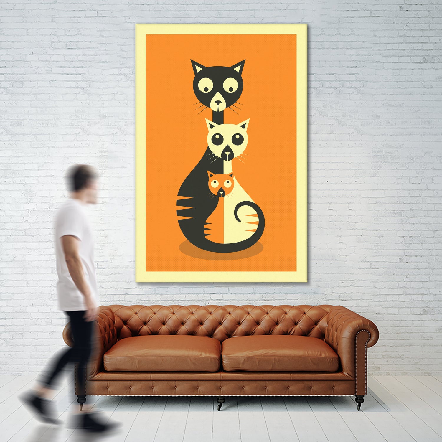 3 Cats by Jazzberry Blue on GIANT ART - orange vector illustration