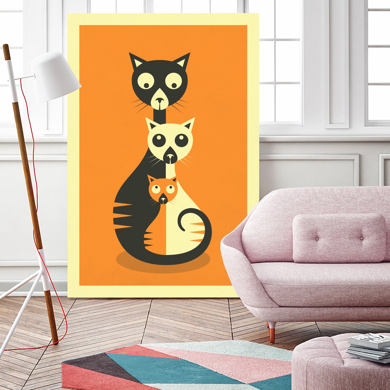 3 Cats by Jazzberry Blue on GIANT ART - orange vector illustration