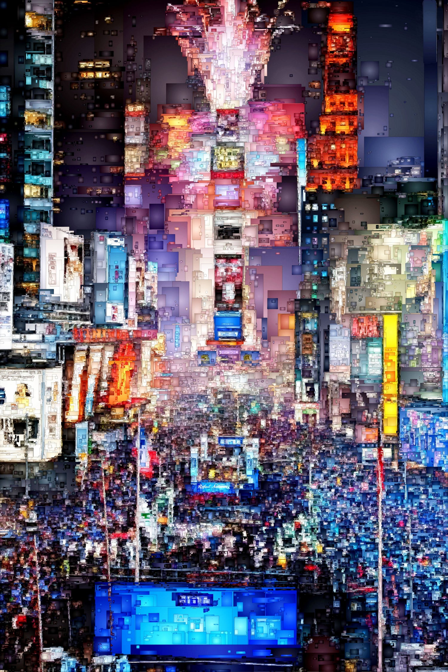 New York City - Times Square by Rafael Salazar on GIANT ART - blue digital painting