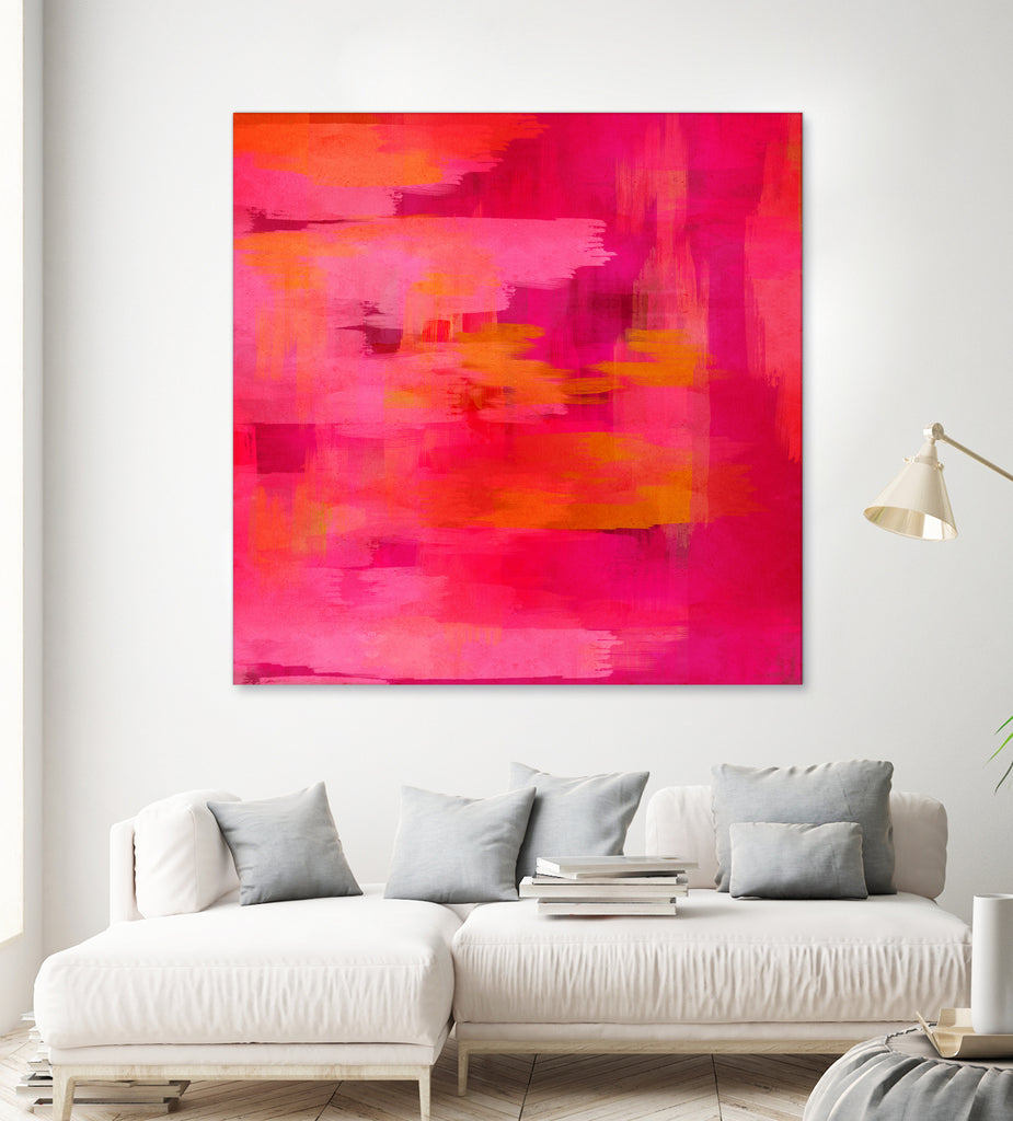 Abstract brushstrokes in pastel pinks and oranges by Mar Cantón on GIANT ART - white digital painting