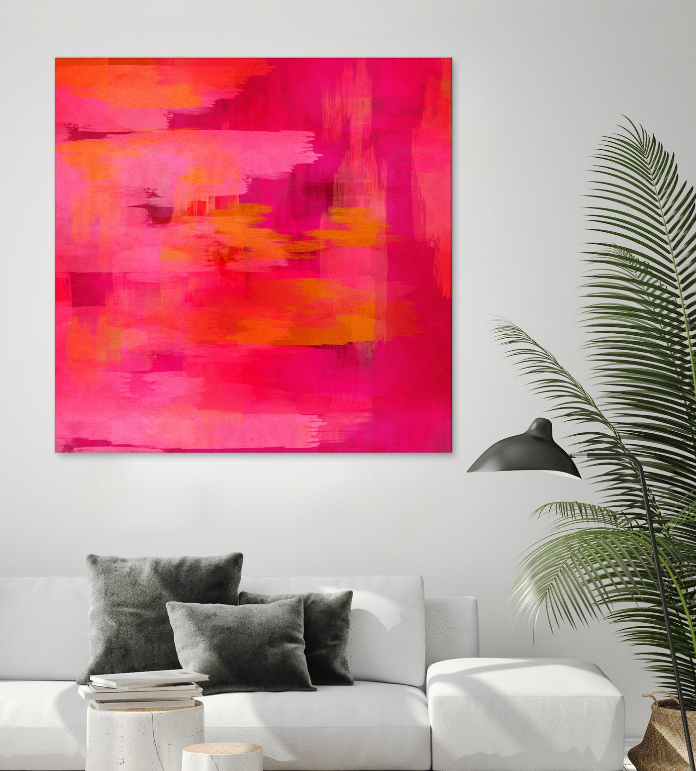 Abstract brushstrokes in pastel pinks and oranges by Mar Cantón on GIANT ART - white digital painting