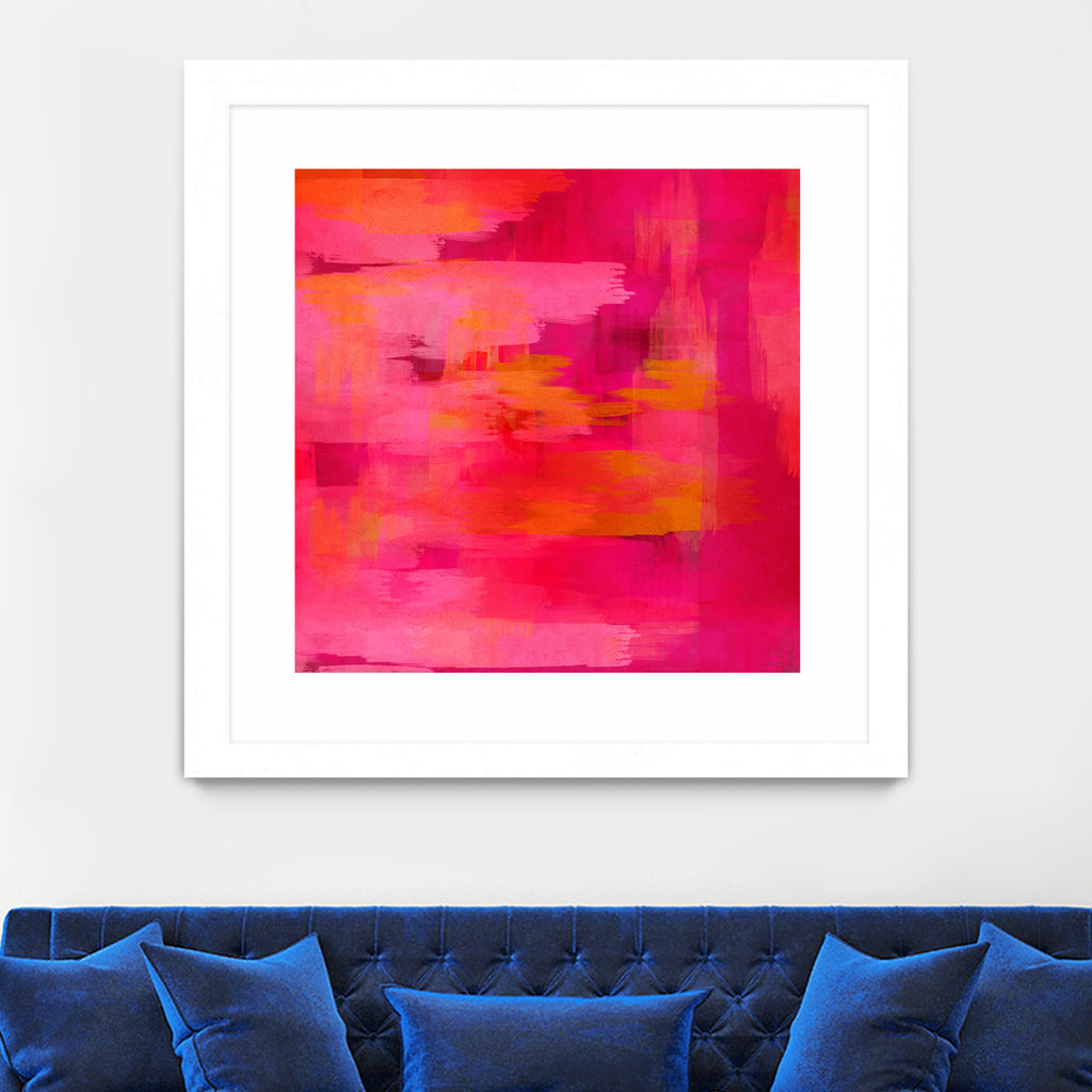 Abstract brushstrokes in pastel pinks and oranges by Mar Cantón on GIANT ART - white digital painting