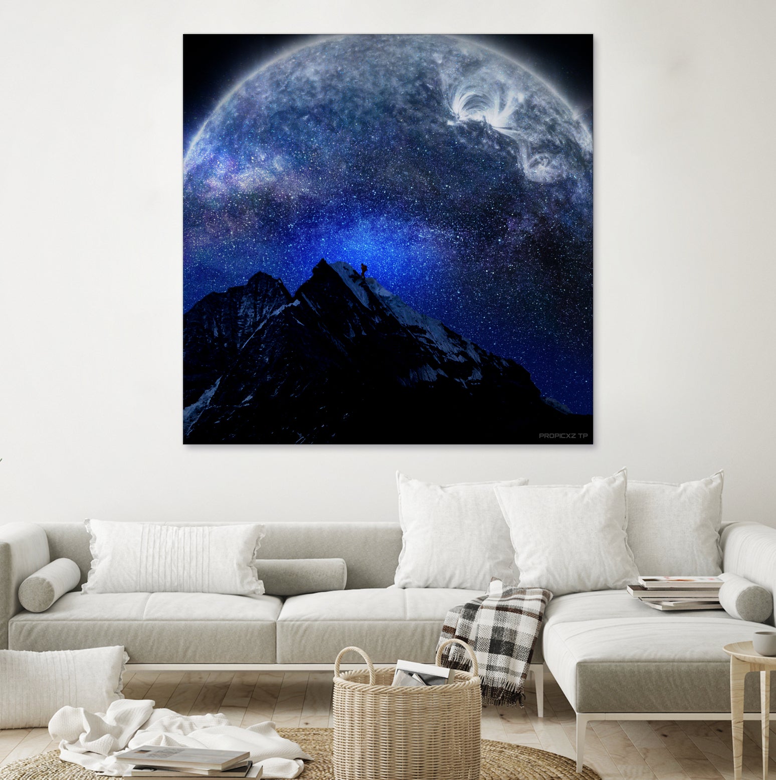 Man Hiking Night Sky A Visual Art by Rushikesh Jadhav on GIANT ART - blue digital drawing