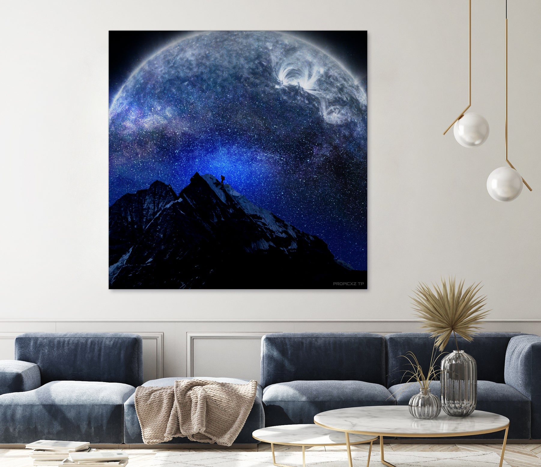 Man Hiking Night Sky A Visual Art by Rushikesh Jadhav on GIANT ART - blue digital drawing