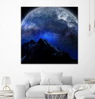 Man Hiking Night Sky A Visual Art by Rushikesh Jadhav on GIANT ART - blue digital drawing