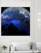 Man Hiking Night Sky A Visual Art by Rushikesh Jadhav on GIANT ART - blue digital drawing