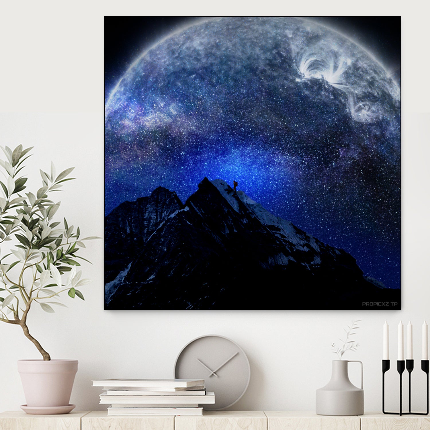 Man Hiking Night Sky A Visual Art by Rushikesh Jadhav on GIANT ART - blue digital drawing