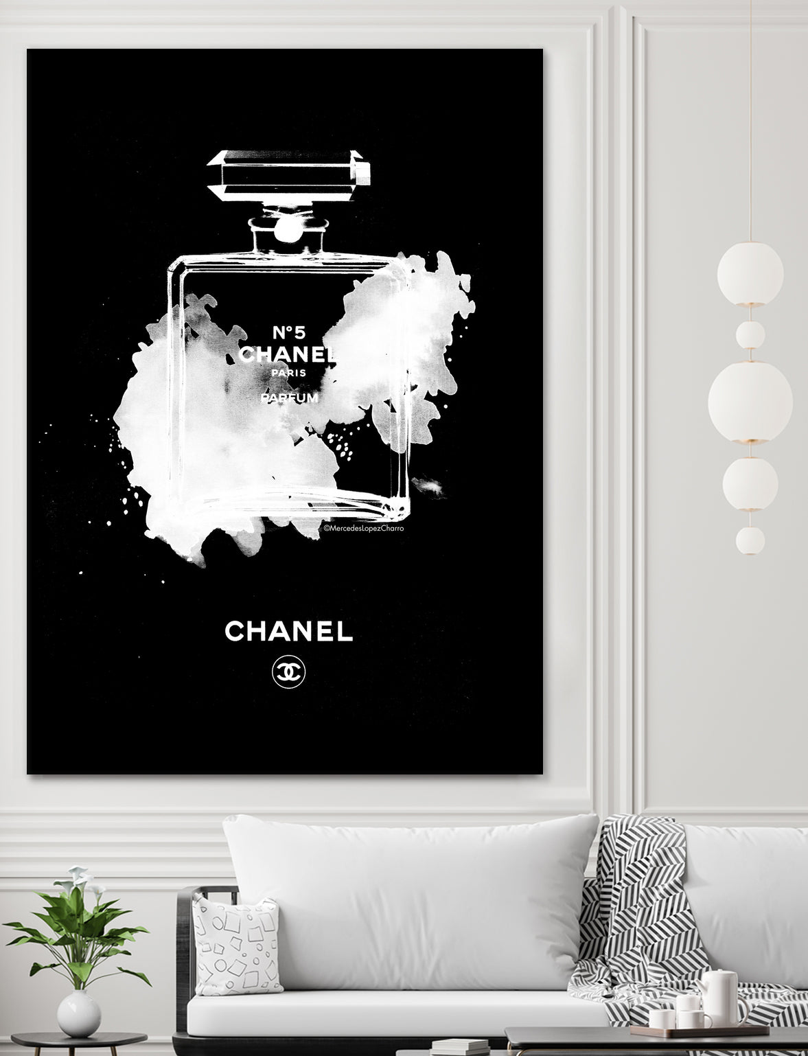 Chanel Perfume Bottle Invert by mercedes lopez charro on GIANT ART - black mixed media