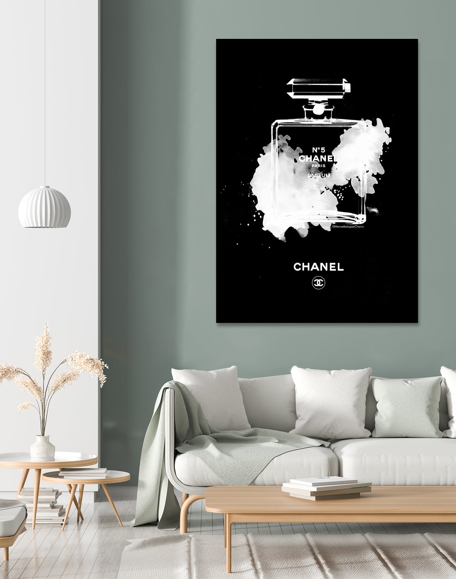 Chanel Perfume Bottle Invert by mercedes lopez charro on GIANT ART - black mixed media