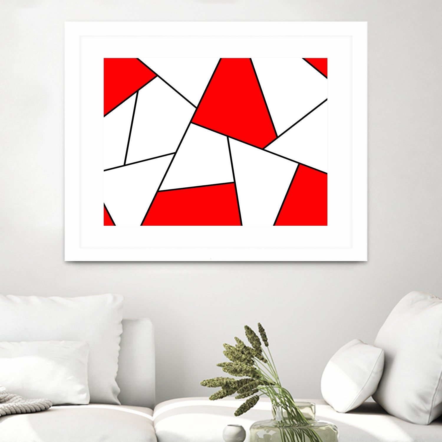 Abstract geometric pattern - red, black and white. by Keren Shiker on GIANT ART - red digital painting