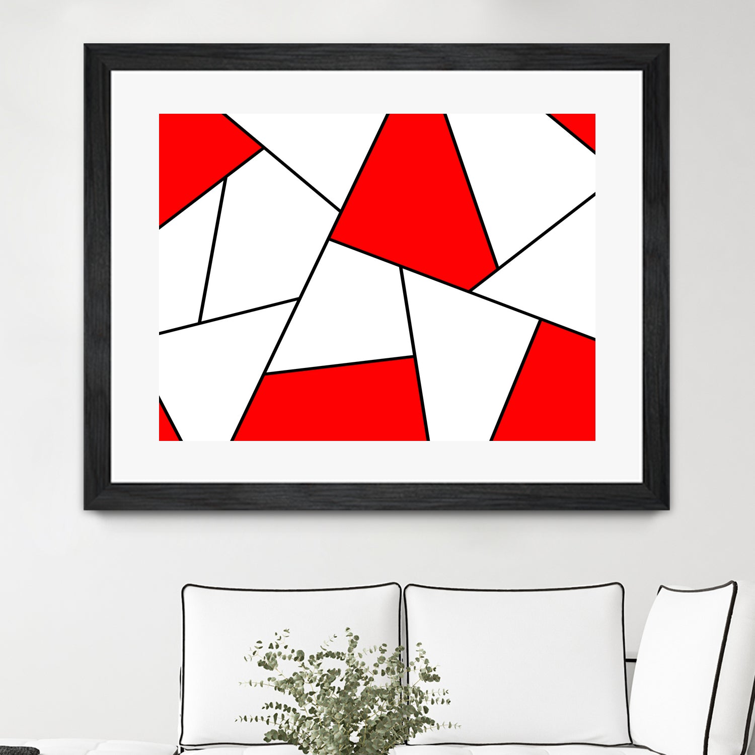 Abstract geometric pattern - red, black and white. by Keren Shiker on GIANT ART - red digital painting