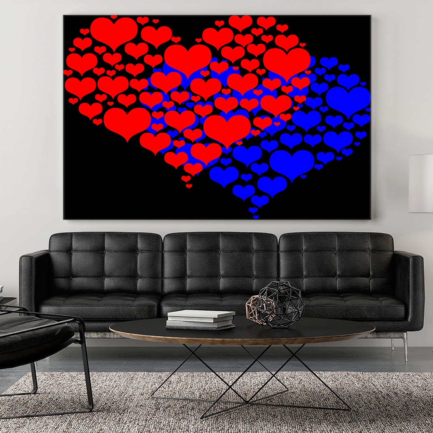 Two hearts blue and red by Daniel Danco on GIANT ART - red vector illustration