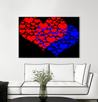 Two hearts blue and red by Daniel Danco on GIANT ART - red vector illustration