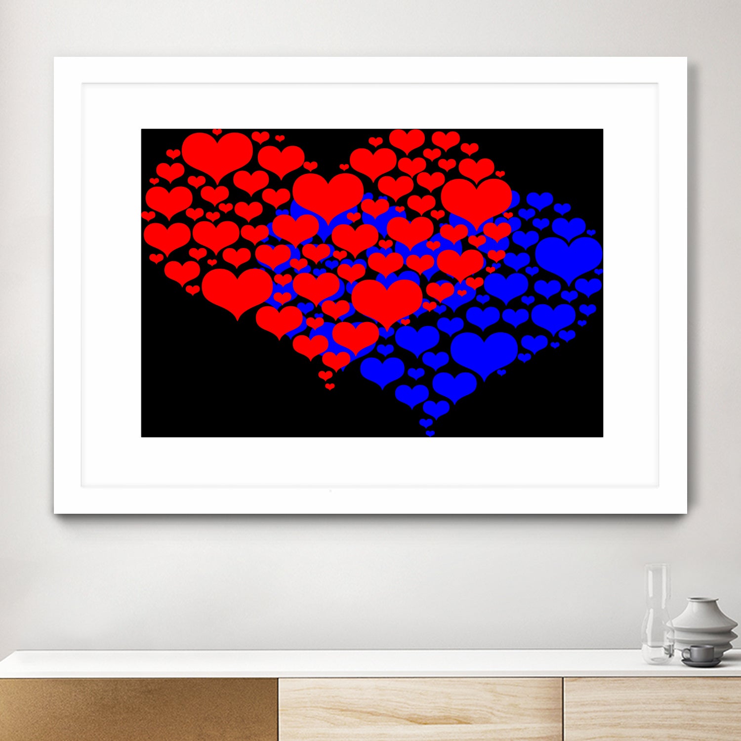 Two hearts blue and red by Daniel Danco on GIANT ART - red vector illustration