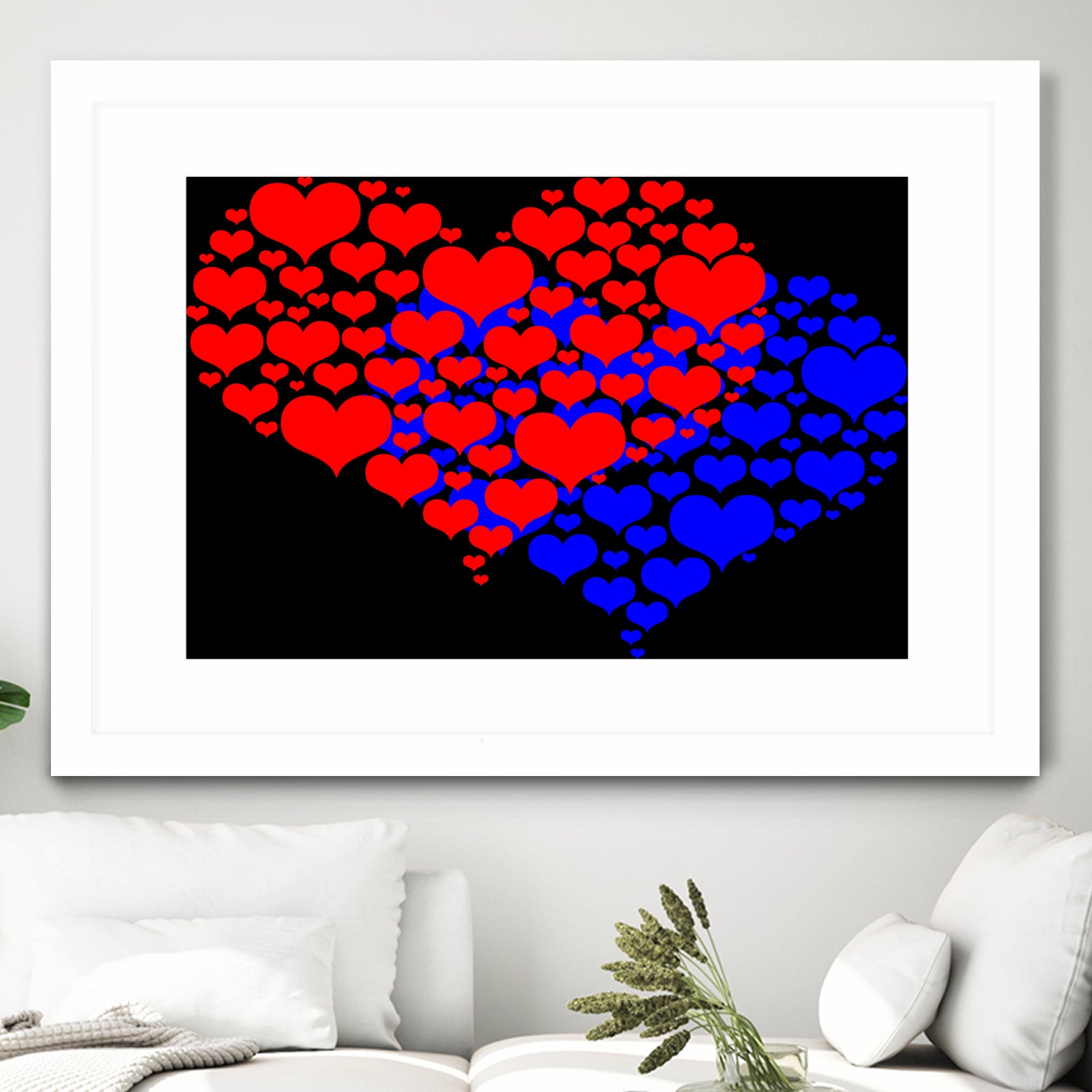 Two hearts blue and red by Daniel Danco on GIANT ART - red vector illustration