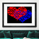 Two hearts blue and red by Daniel Danco on GIANT ART - red vector illustration