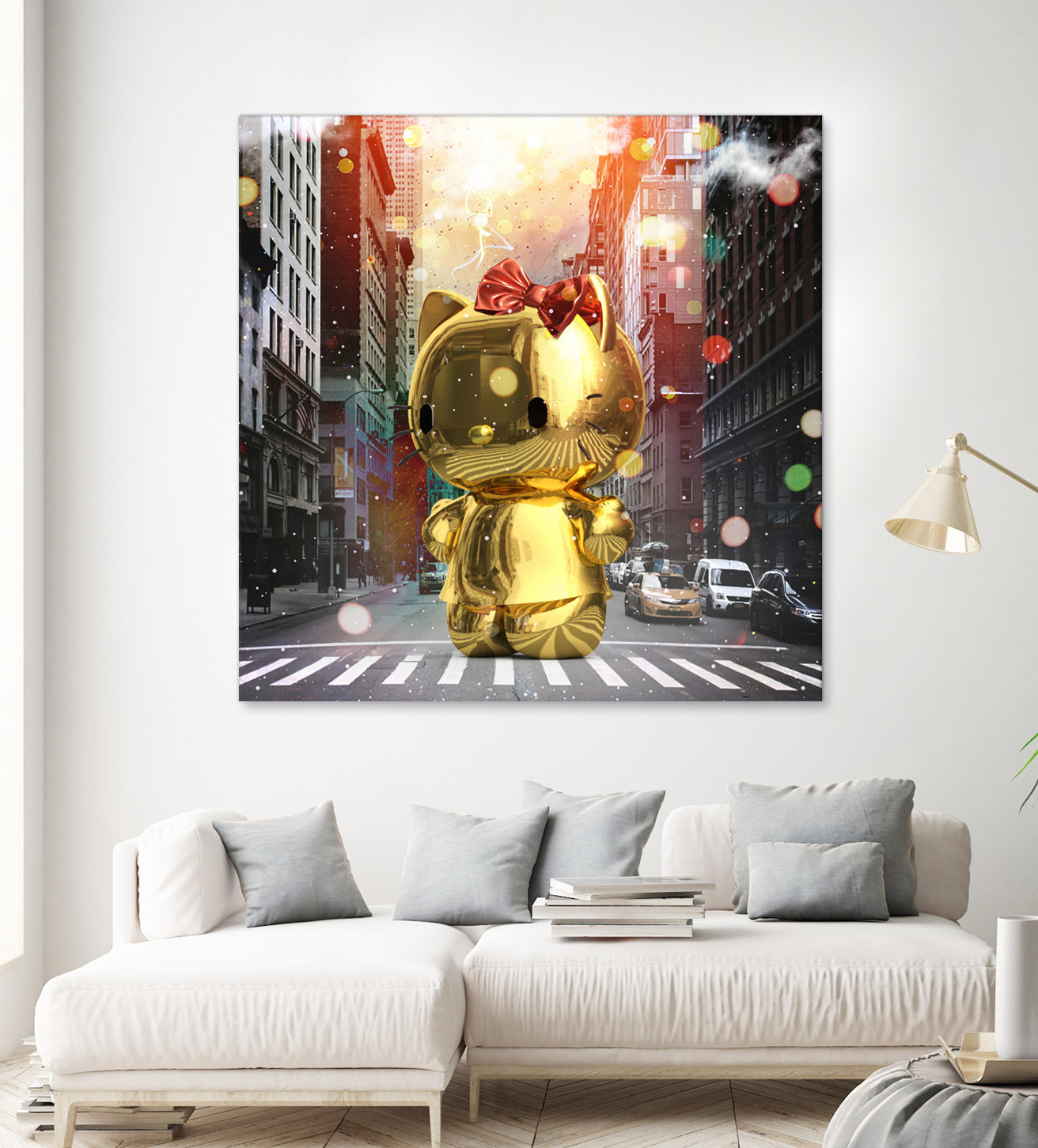 Gold Kitty in New York City by Vin Zzep on GIANT ART - white digital painting