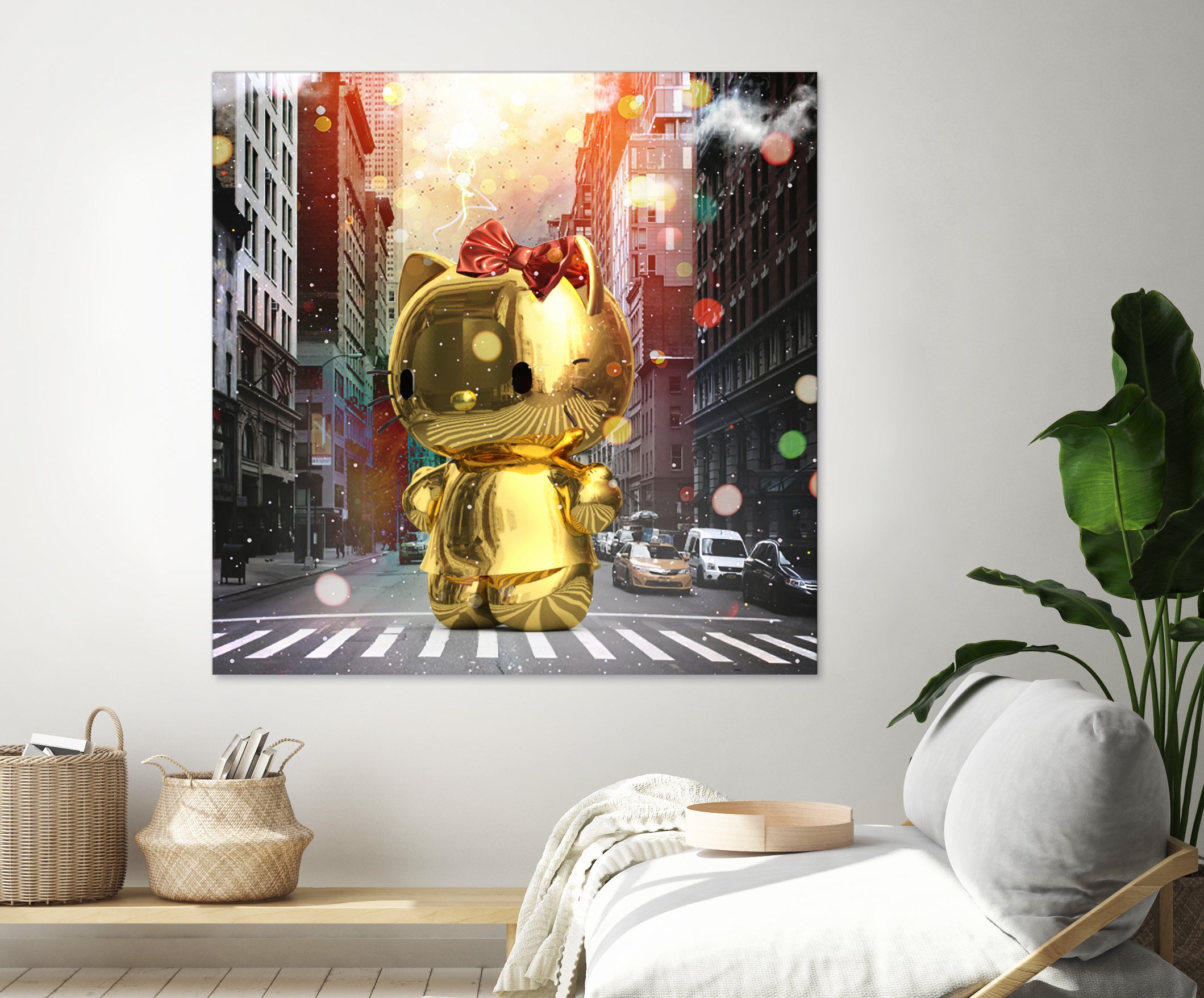 Gold Kitty in New York City by Vin Zzep on GIANT ART - white digital painting