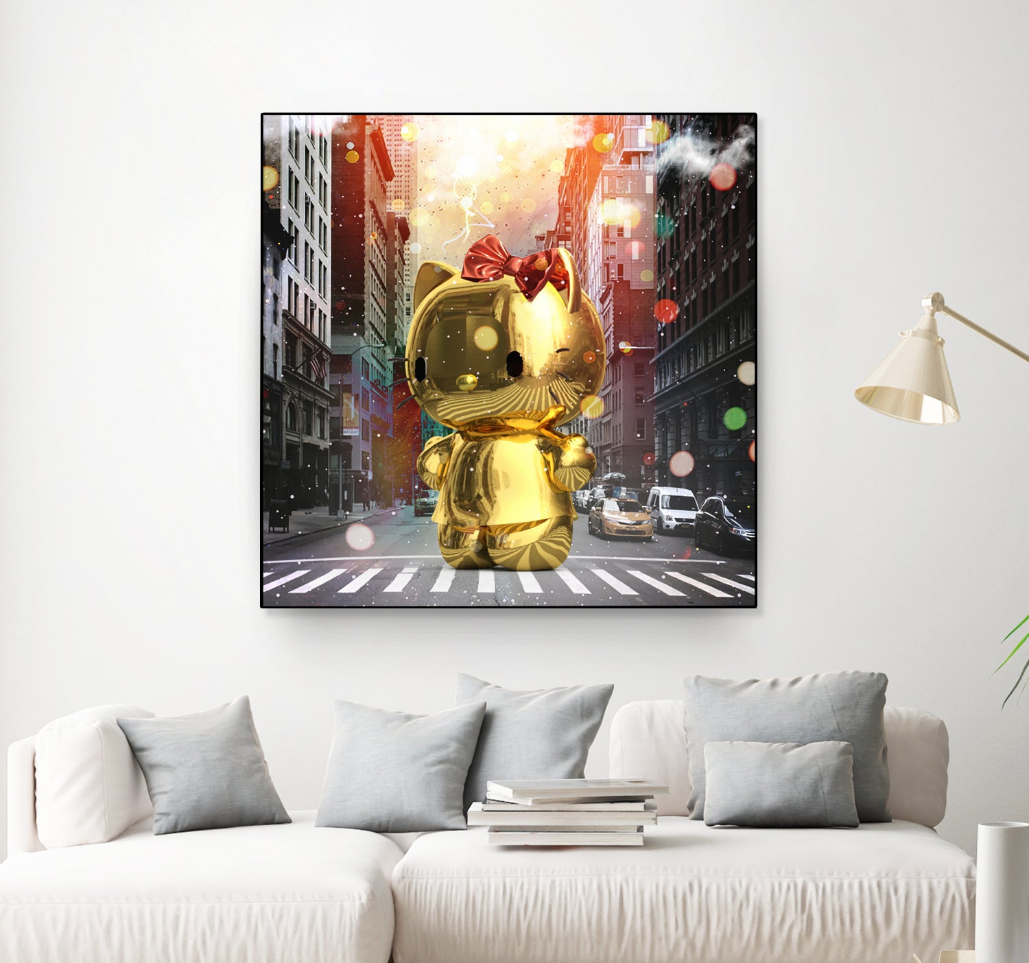 Gold Kitty in New York City by Vin Zzep on GIANT ART - white digital painting