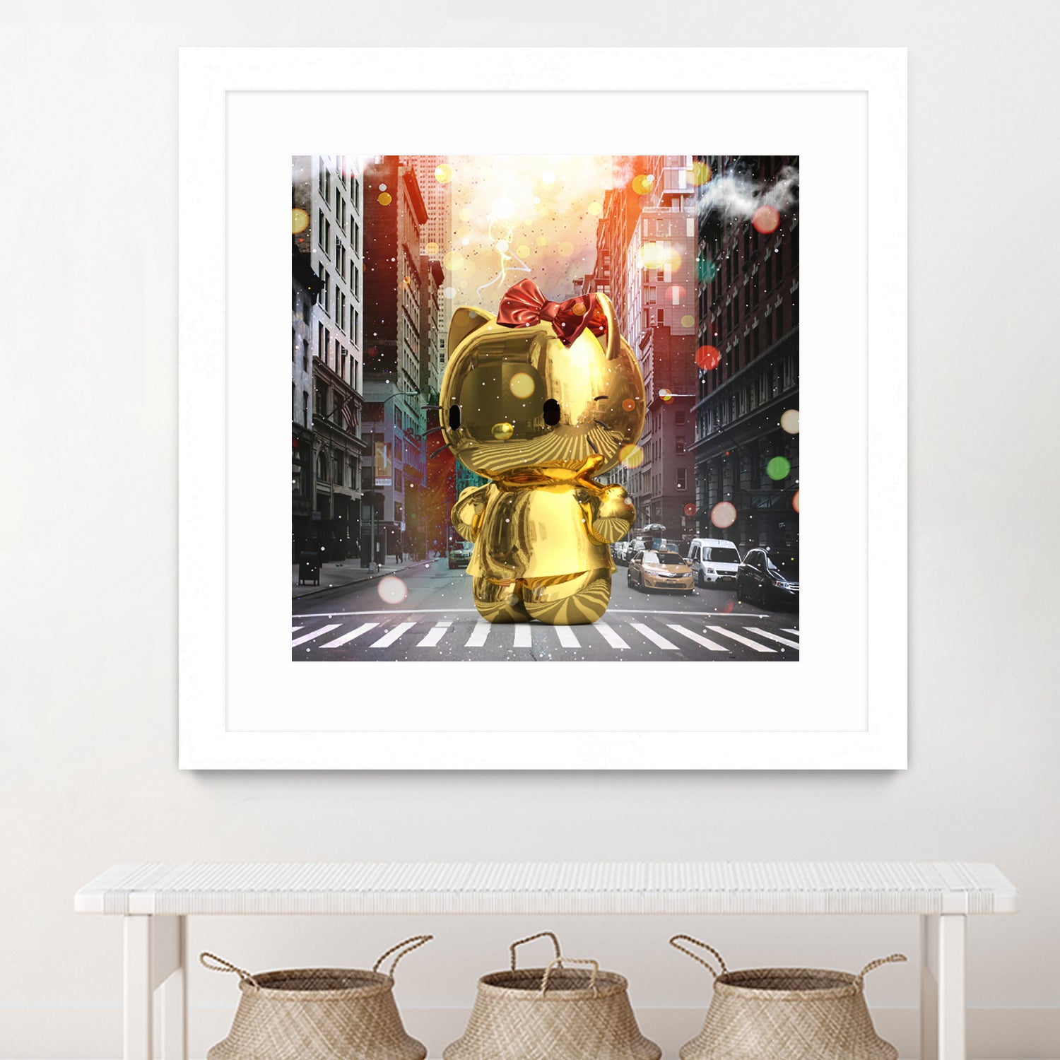 Gold Kitty in New York City by Vin Zzep on GIANT ART - white digital painting