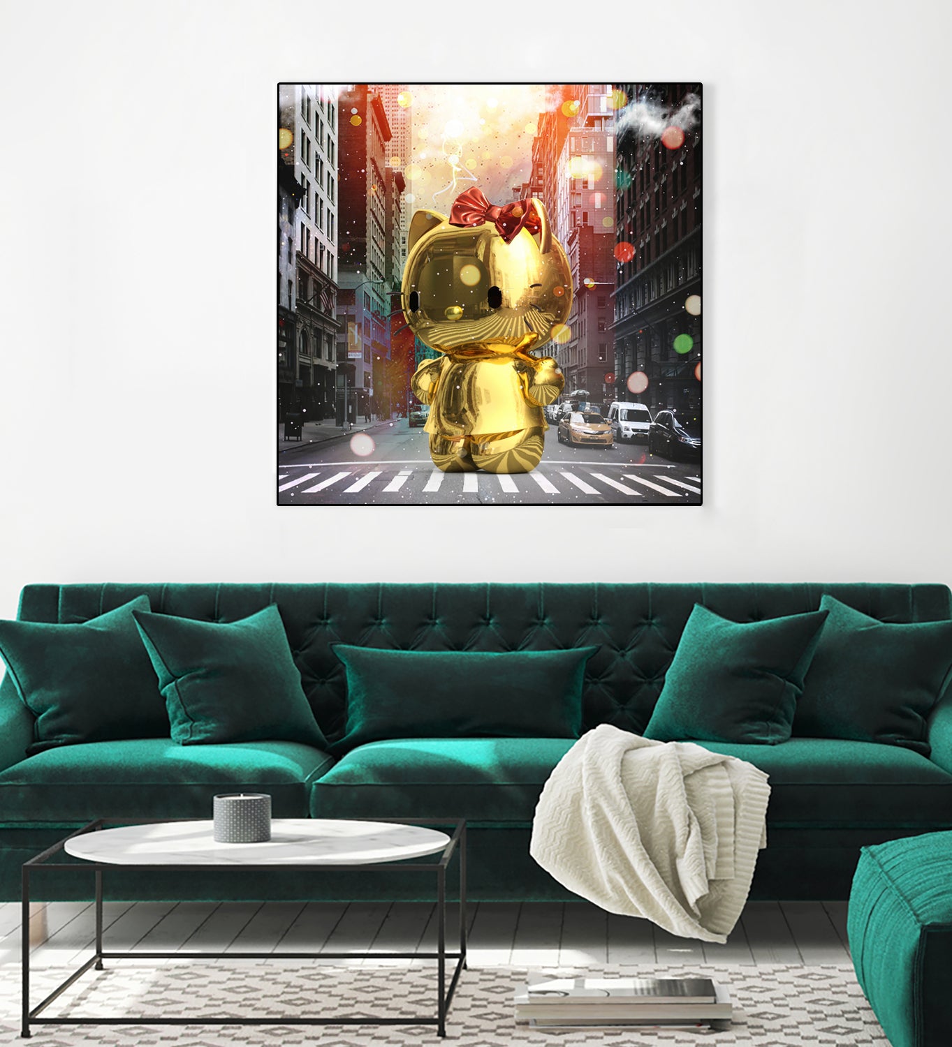 Gold Kitty in New York City by Vin Zzep on GIANT ART - white digital painting