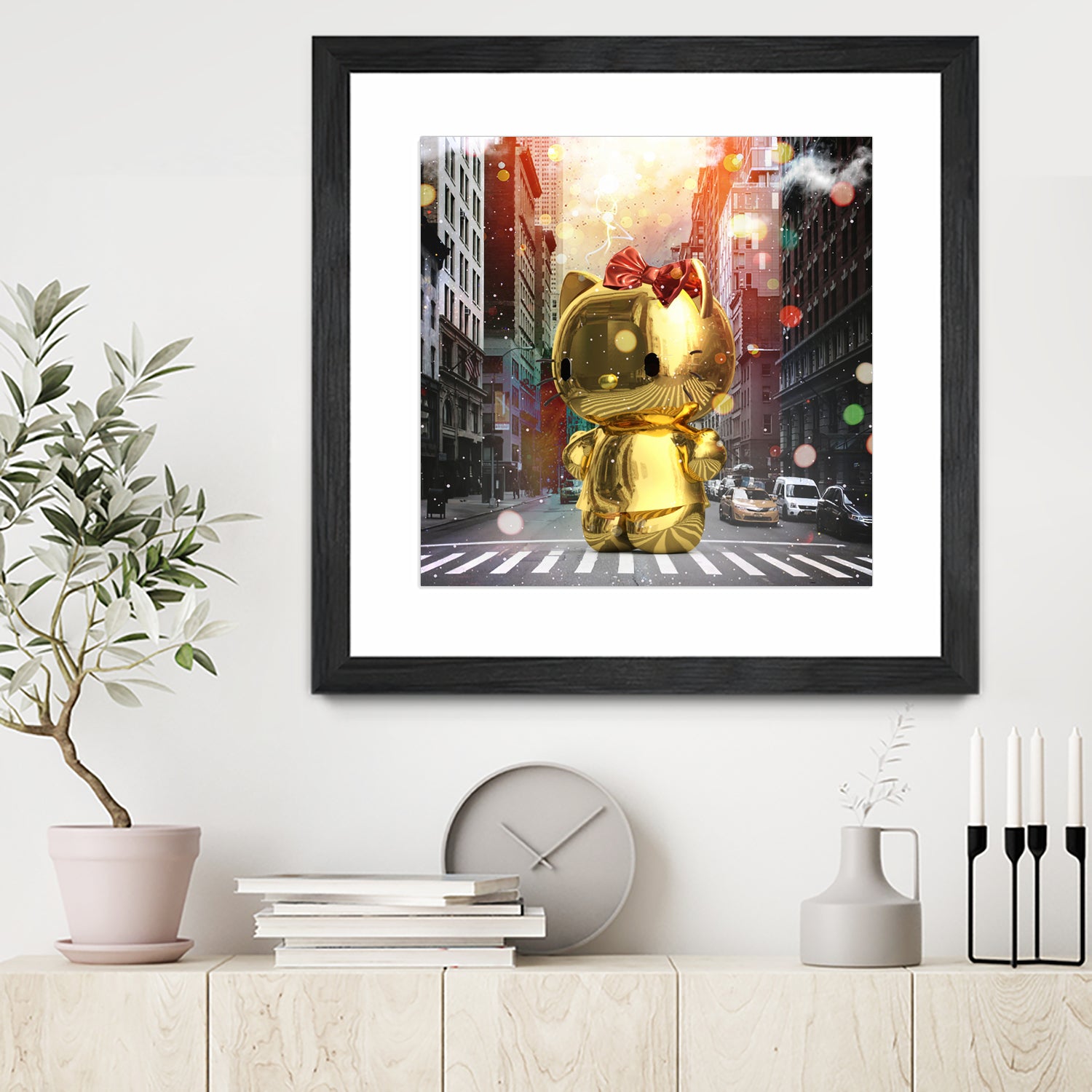 Gold Kitty in New York City by Vin Zzep on GIANT ART - white digital painting