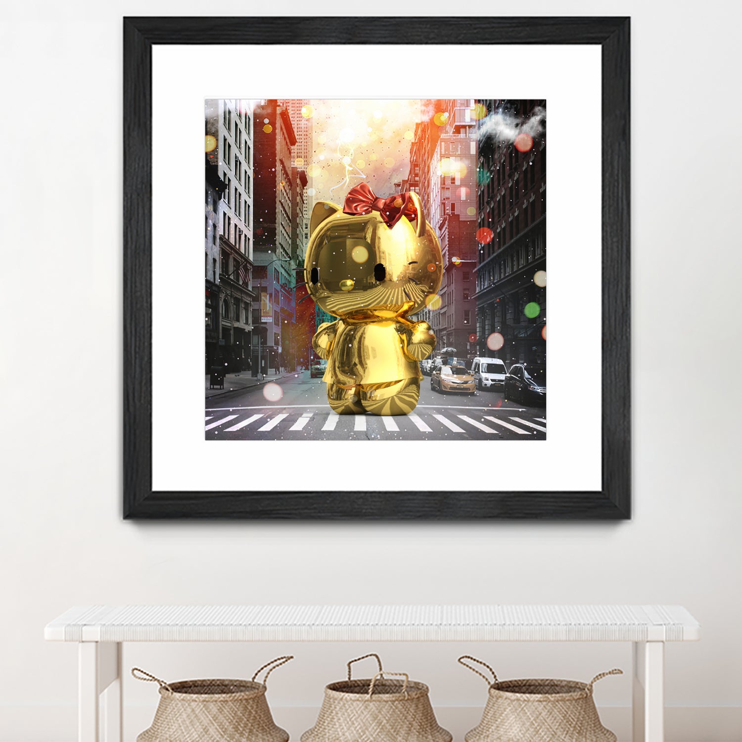 Gold Kitty in New York City by Vin Zzep on GIANT ART - white digital painting