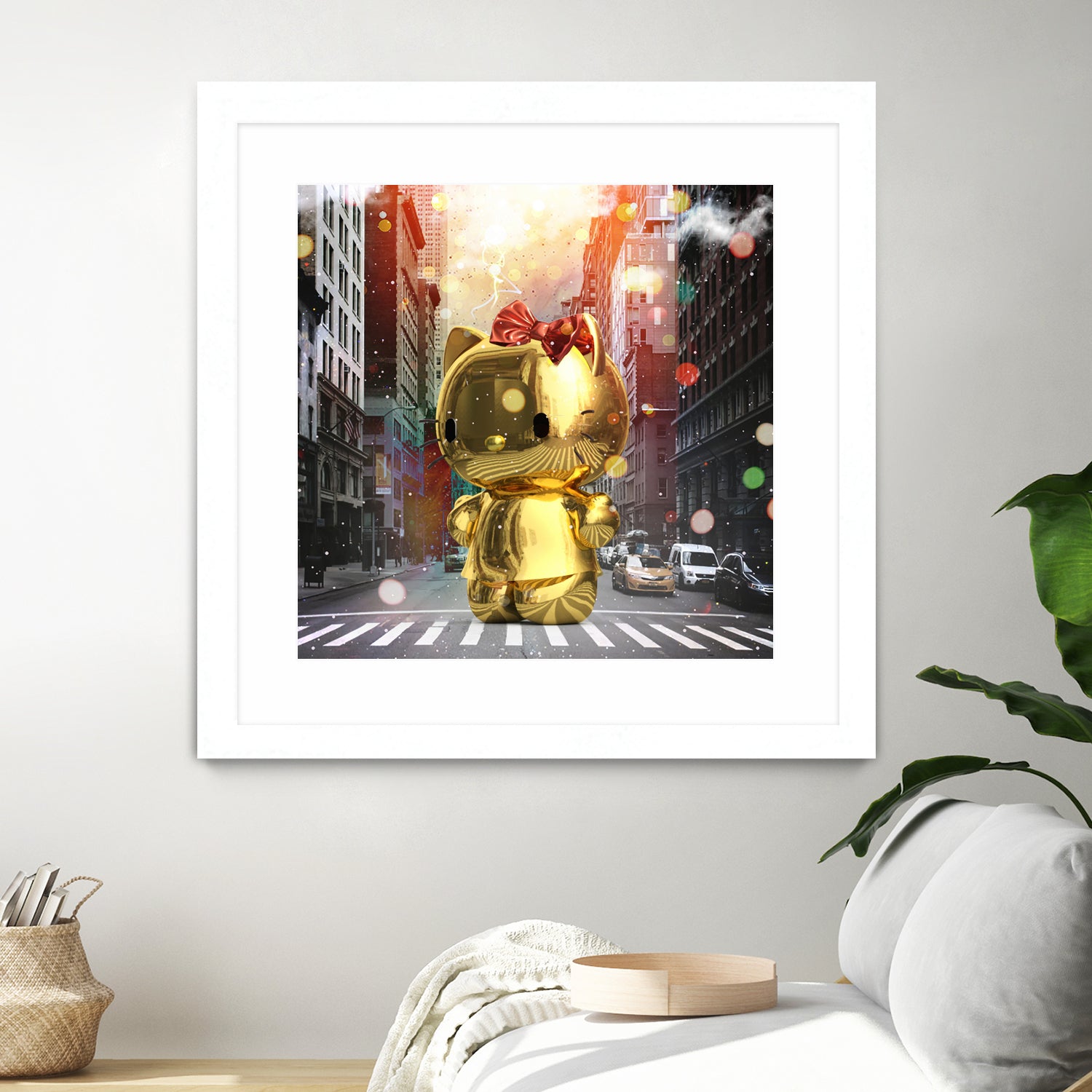 Gold Kitty in New York City by Vin Zzep on GIANT ART - white digital painting