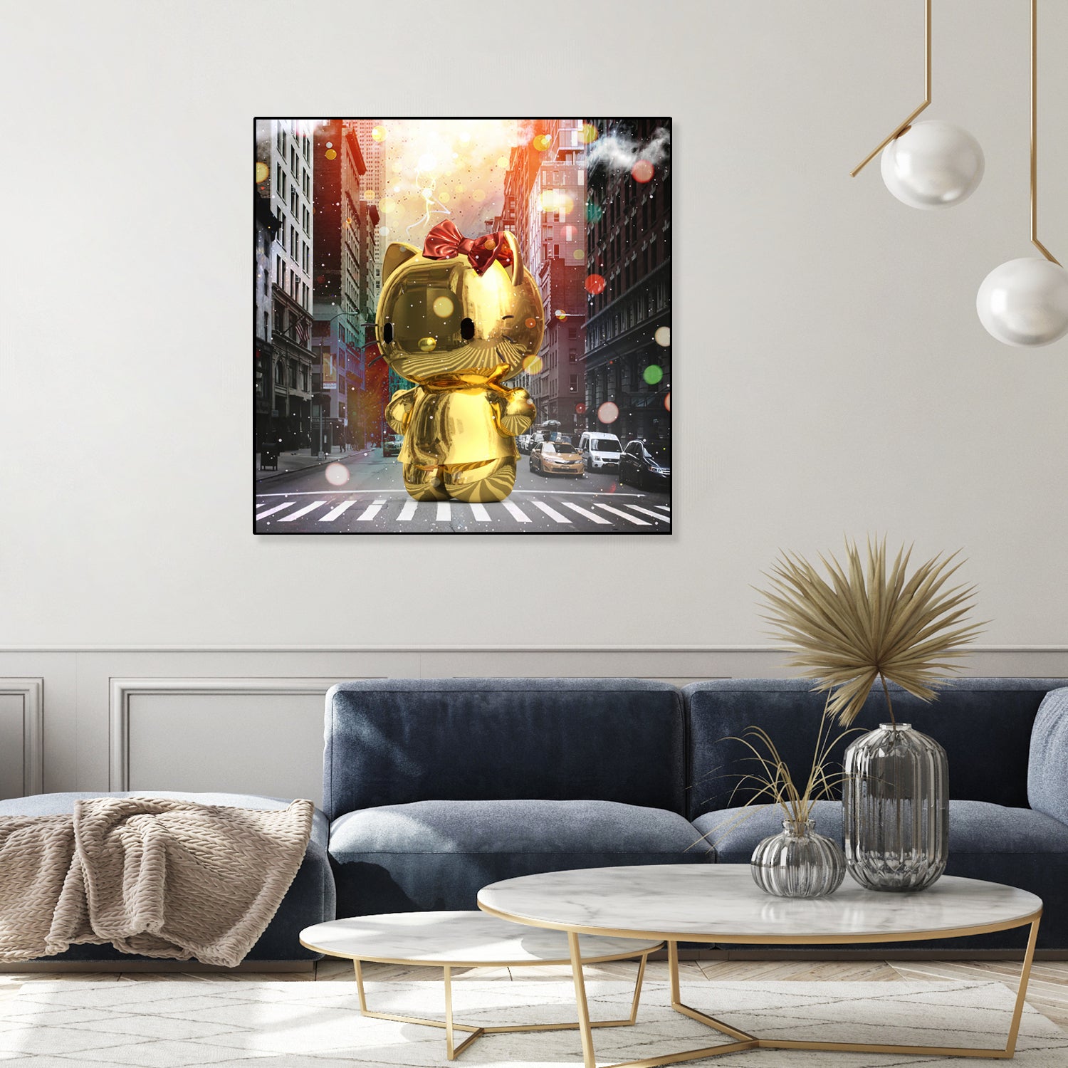 Gold Kitty in New York City by Vin Zzep on GIANT ART - white digital painting