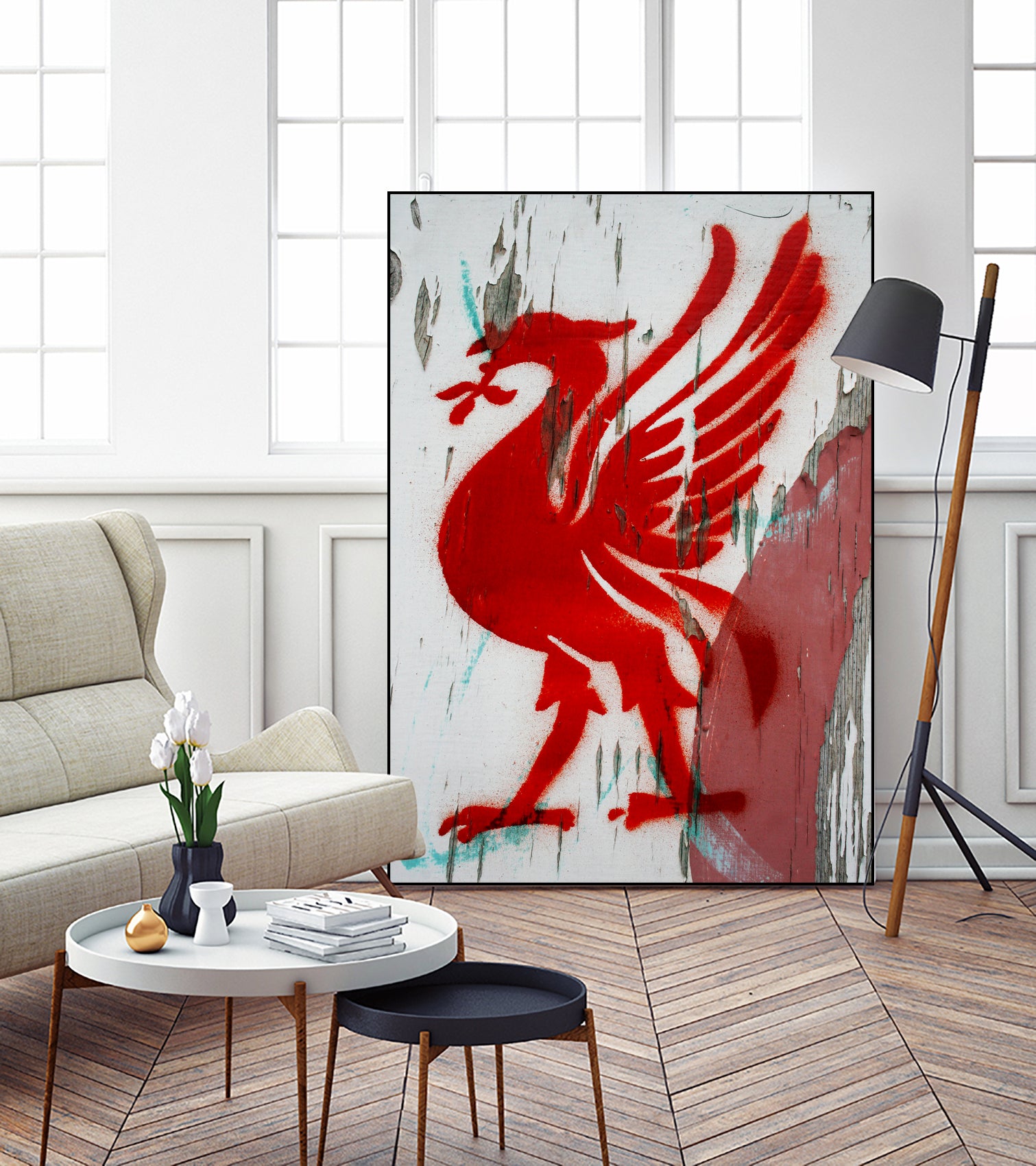 Liverpool FC football liverbird by gareth mcguckin on GIANT ART - white mixed media