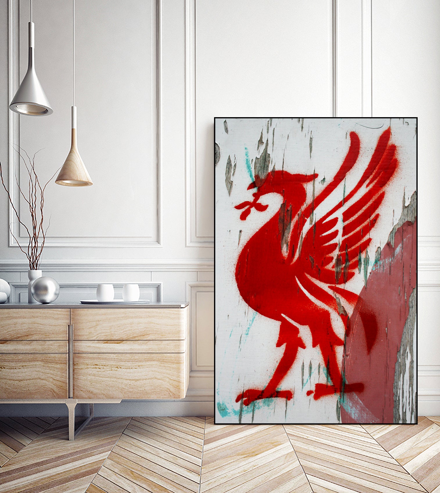 Liverpool FC football liverbird by gareth mcguckin on GIANT ART - white mixed media